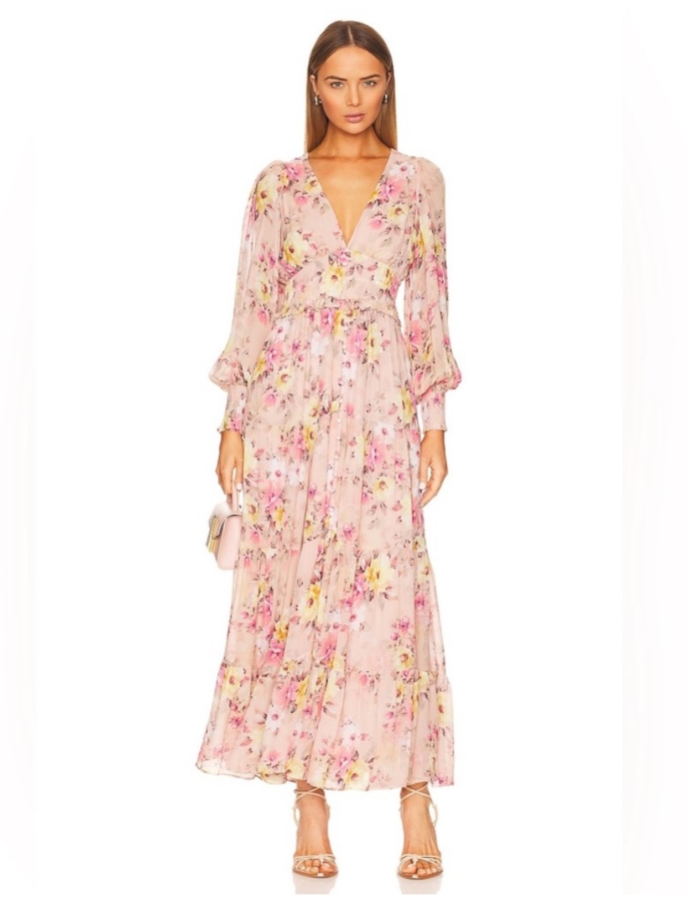 Yumi Kim New Day Floral Blush Long Sleeve Maxi Dress